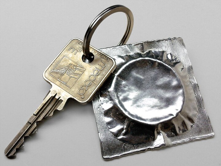 Condom and keyrings